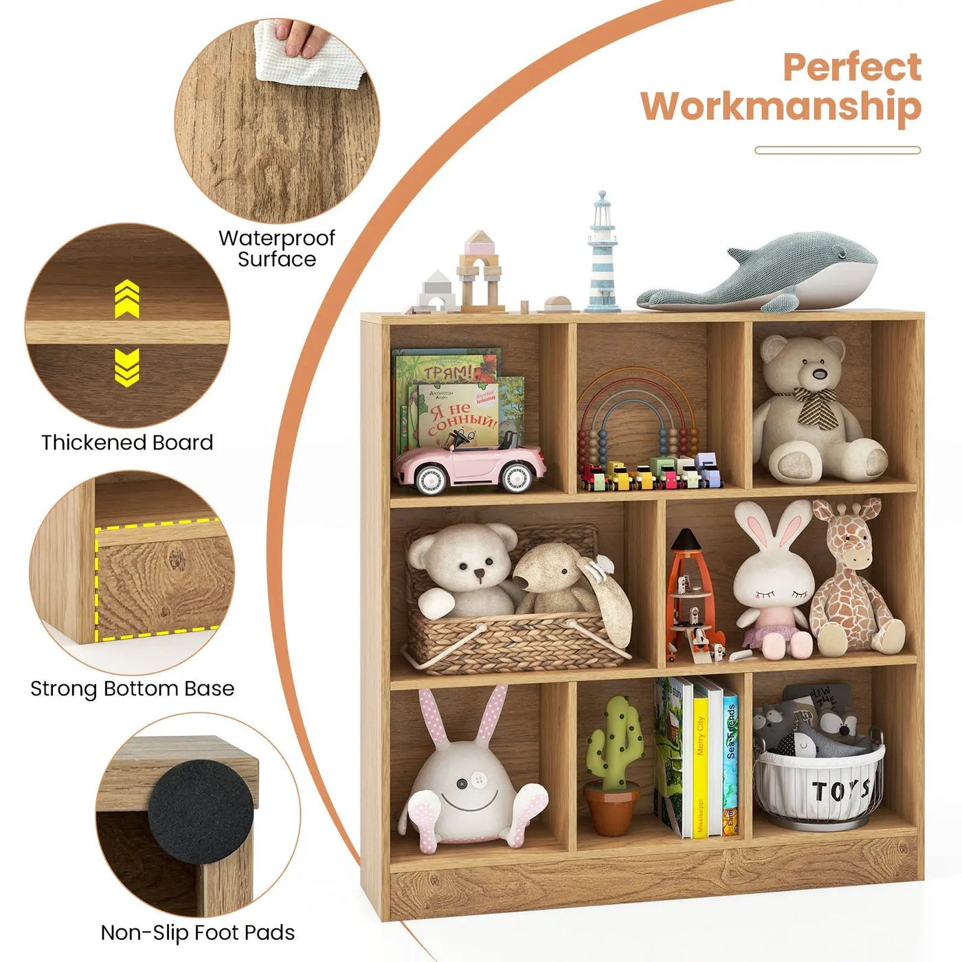 41 Inches 8-Cube Freestanding Bookcase for Kids by DirectDeals