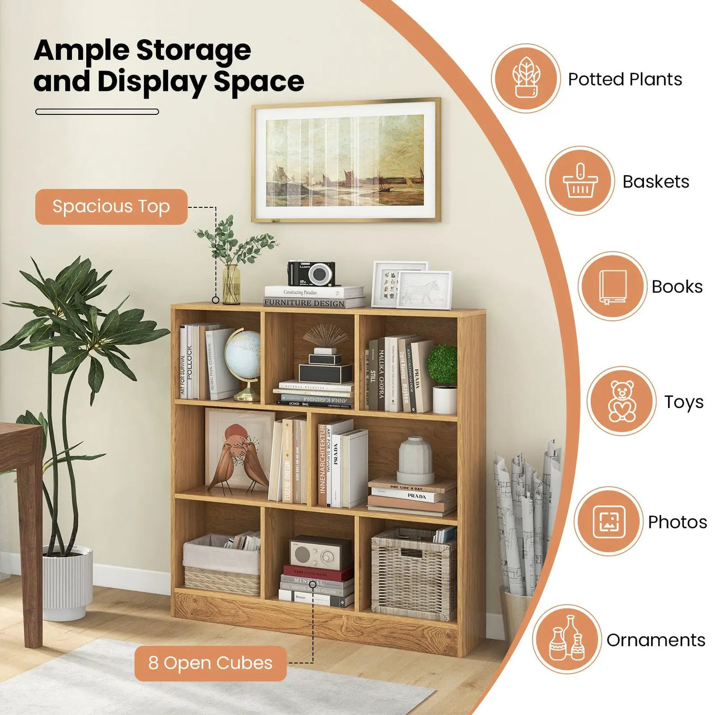 41 Inches 8-Cube Freestanding Bookcase for Kids by DirectDeals