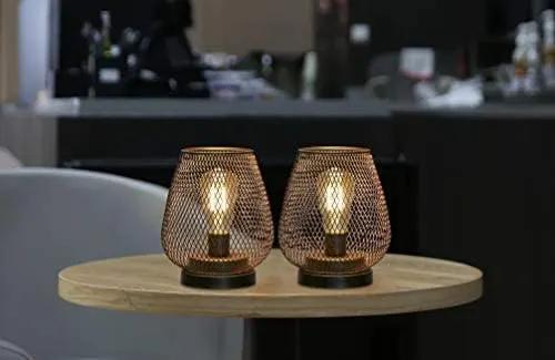 JHY DESIGN Set of 2 Metal Cage LED Lantern Battery Powered Cordless Accent Light with LED Great for Weddings Parties Patio Events for Indoors Outdoors by GreenHaven Gardens