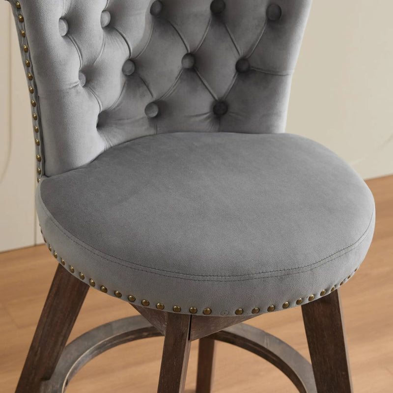 26" Counter Height Bar Stools Set of 2 with 360° Swivel and Velvet Upholstery by HouseOfZazla