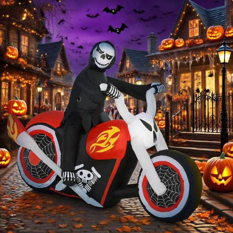 Halloween Inflatables Outdoor Decorations Grim Ghost Biker by HouseOfZazla
