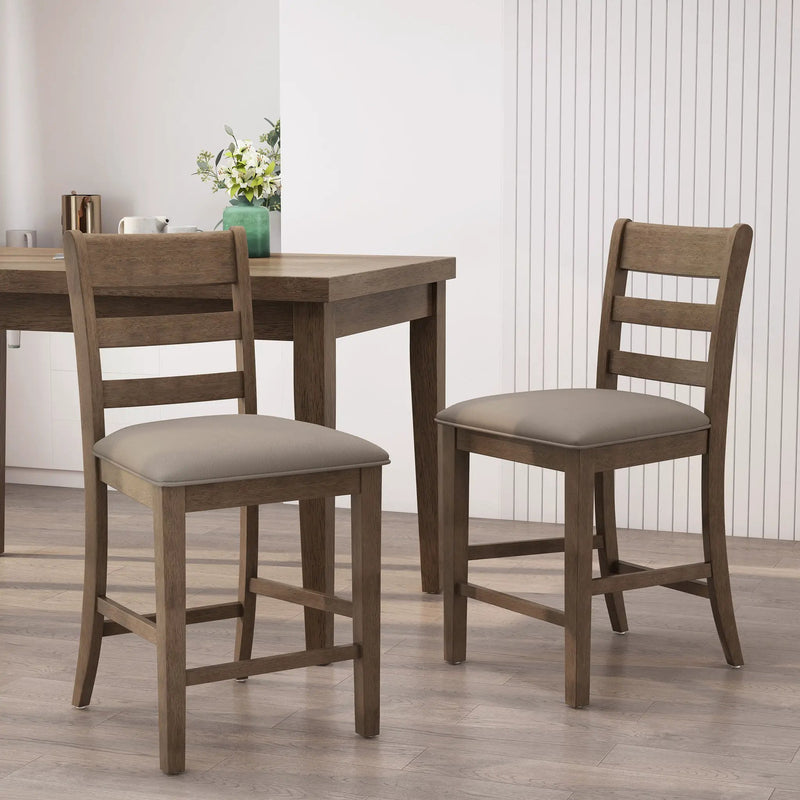 Farmhouse Upholstered Wood Counter Stools by HouseOfZazla