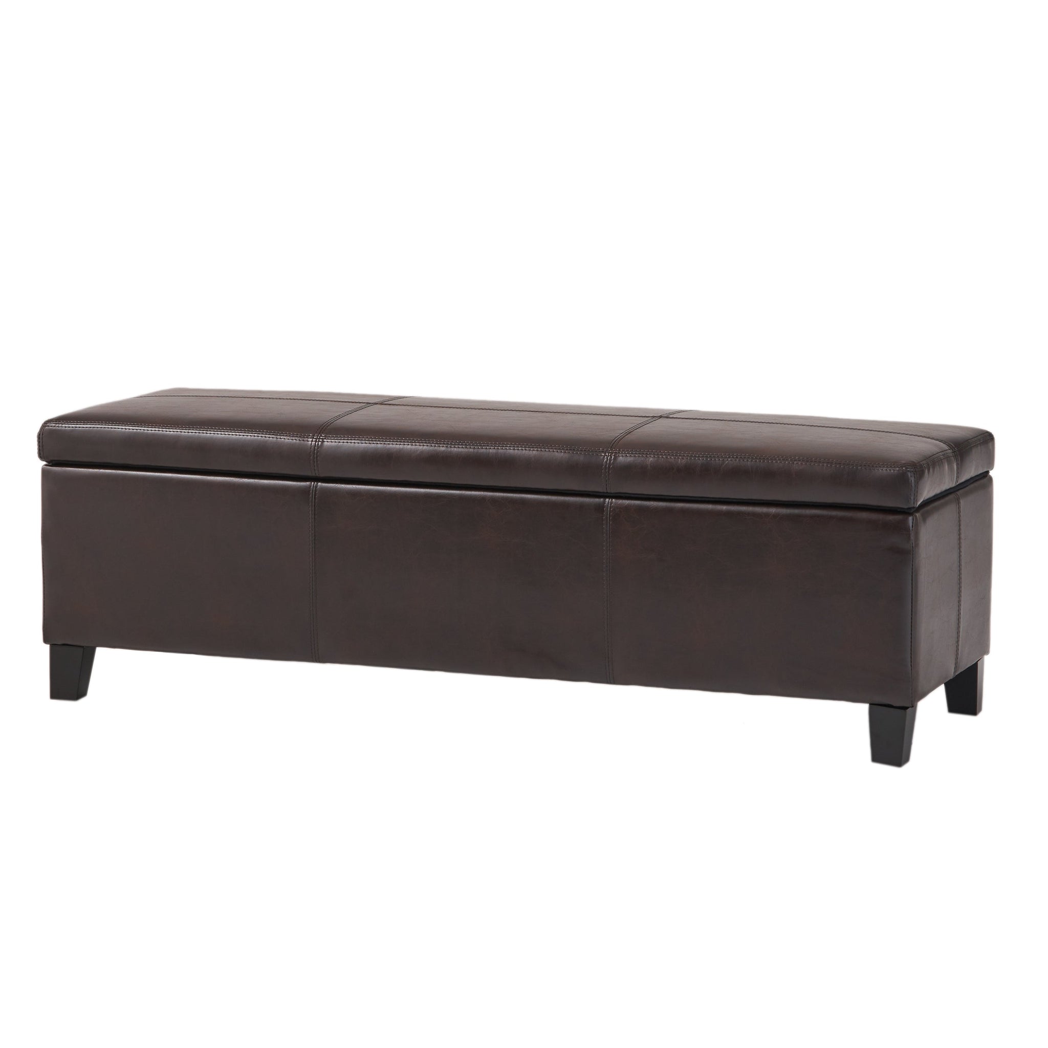 Upholstered PU Leather Storage Ottoman with Solid Wooden Legs by HouseOfZazla