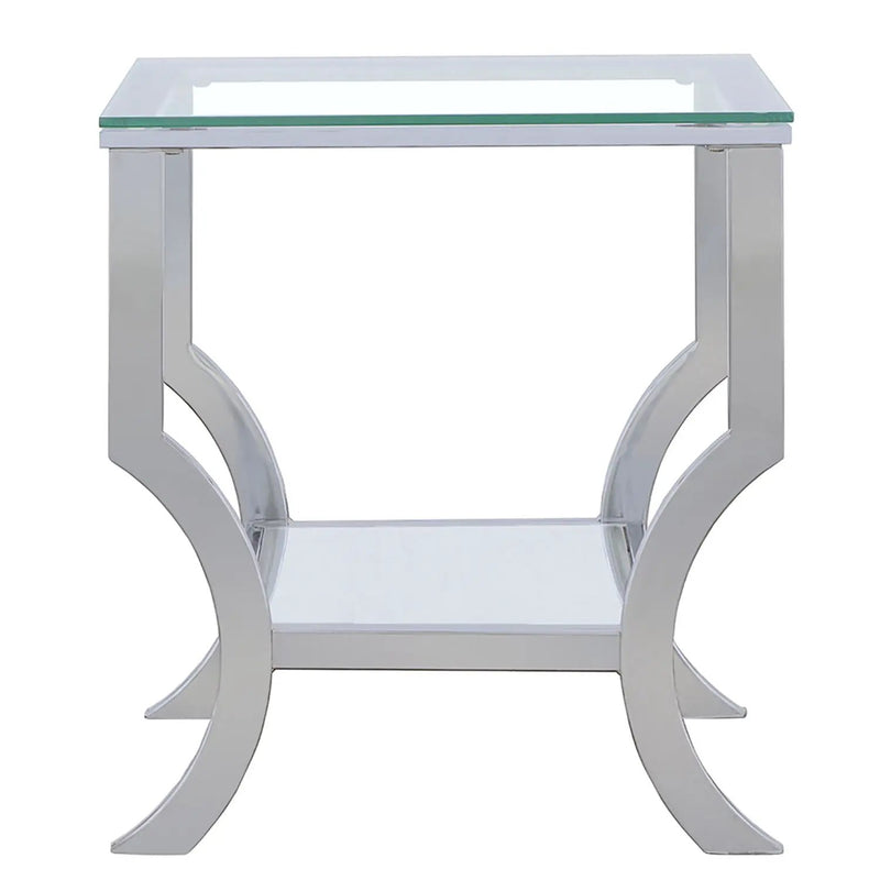 Porch & Den - Square Top End Table Elegance Glass - Chrome by HouseOfZazla
