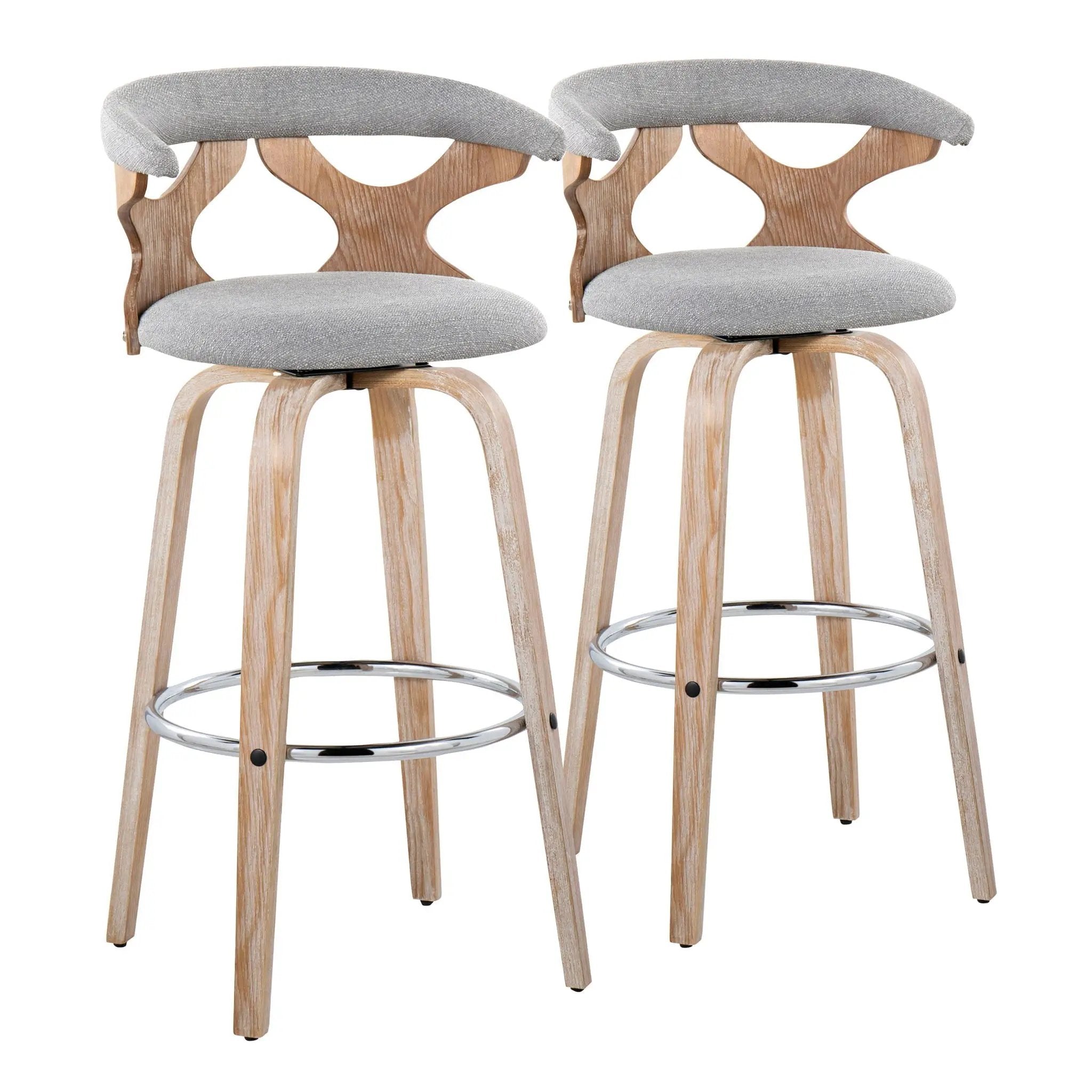Gardenia - Contemporary Fixed Height Barstool With Swivel With Round Footrest (Set of 2) by HouseOfZazla