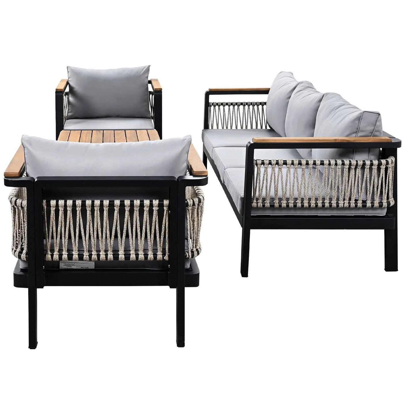 4 Pieces Outdoor Sectional Sofa Set 5 Person Patio Seating Group Outdoor Conversation Set With Cushions And A Coffee Table For Patios by HouseOfZazla