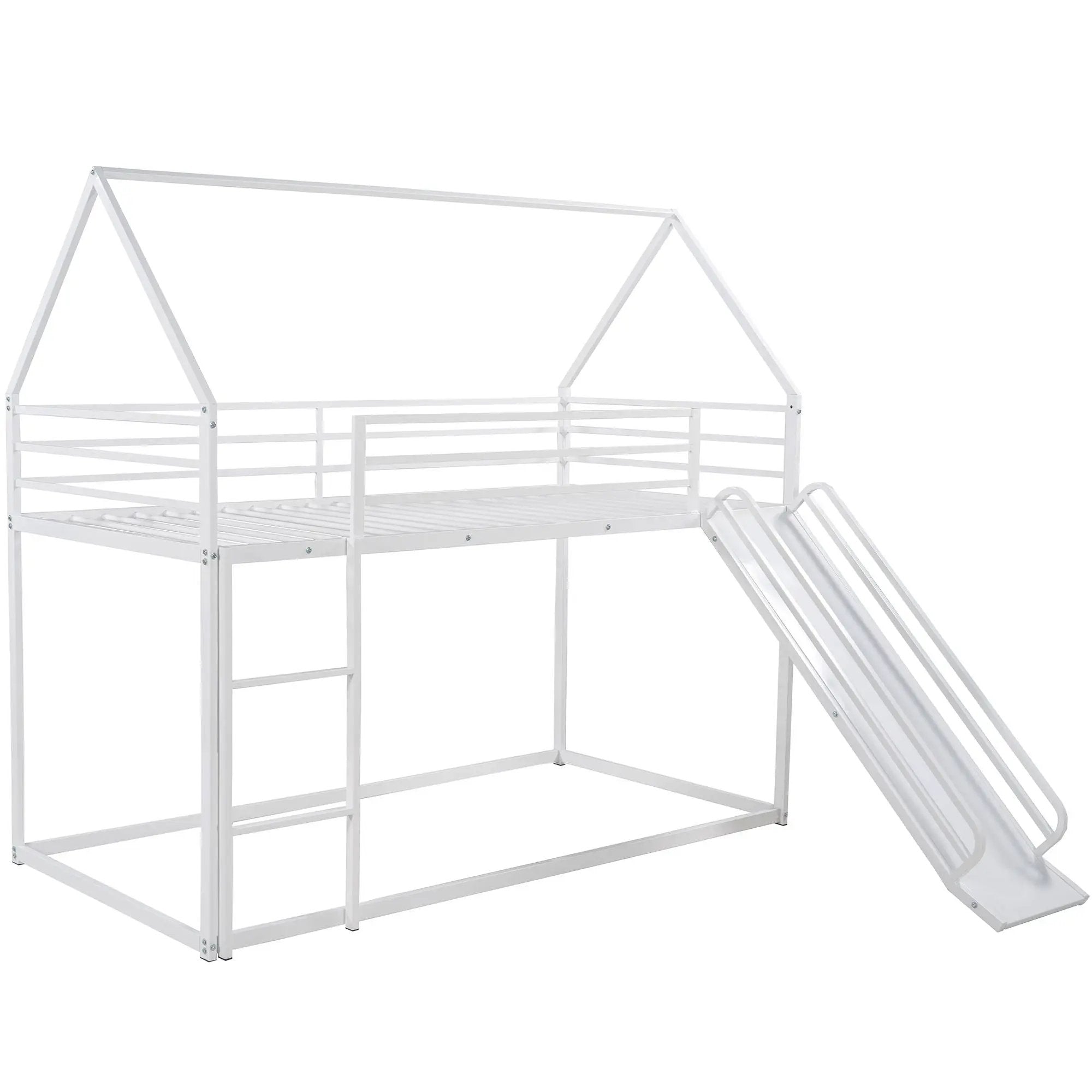 Twin Over Twin House Bunk Bed With Ladder And Slide by Unique Piece Furniture