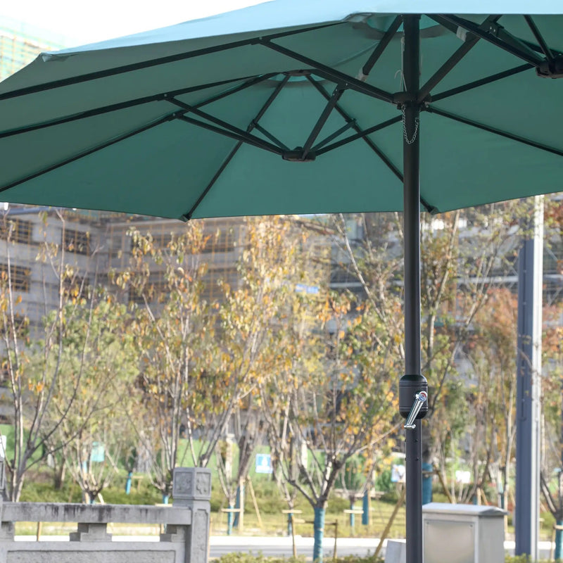 14.8 Ft Double Sided Outdoor Umbrella Rectangular Large with Crank (Light Green) (No Base) by HouseOfZazla