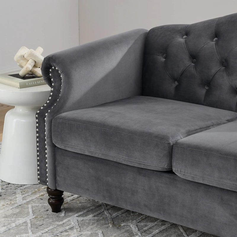 2 Seater Chesterfield Sofa With Rolled Arms And Nailhead Trim For Living Room by HouseOfZazla