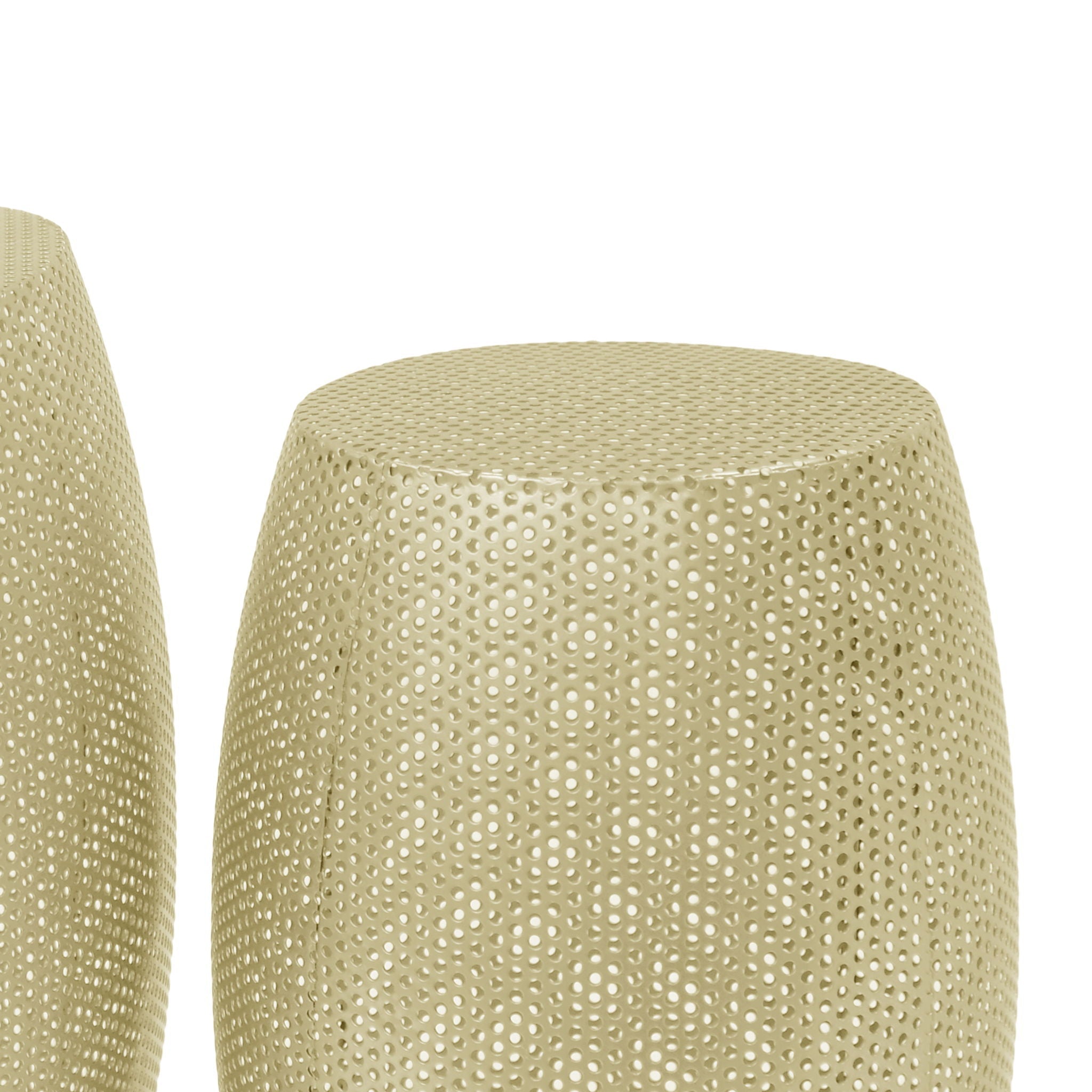 Modern Round Metal Hollow Side Table Set With Openwork Design - Gold by HouseOfZazla