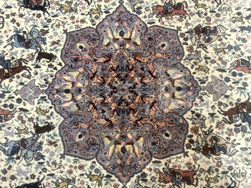 8.8 x 12 Karastan Ivory Hunting Rug #751, Vintage Wool Discontinued Original 700 Series, Rare by Jewel Rugs