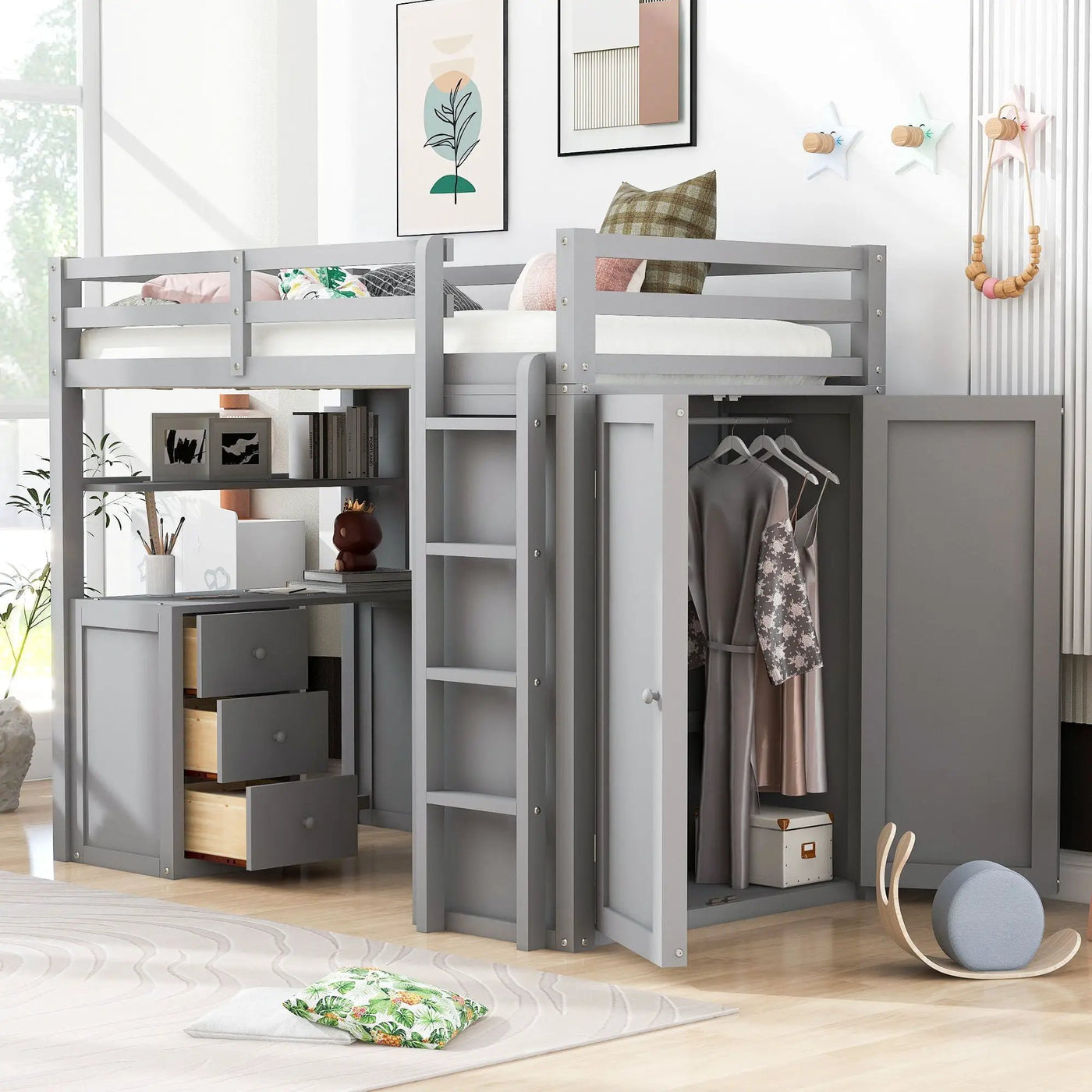 Loft Bed With Drawers, Desk, And Wardrobe by Unique Piece Furniture