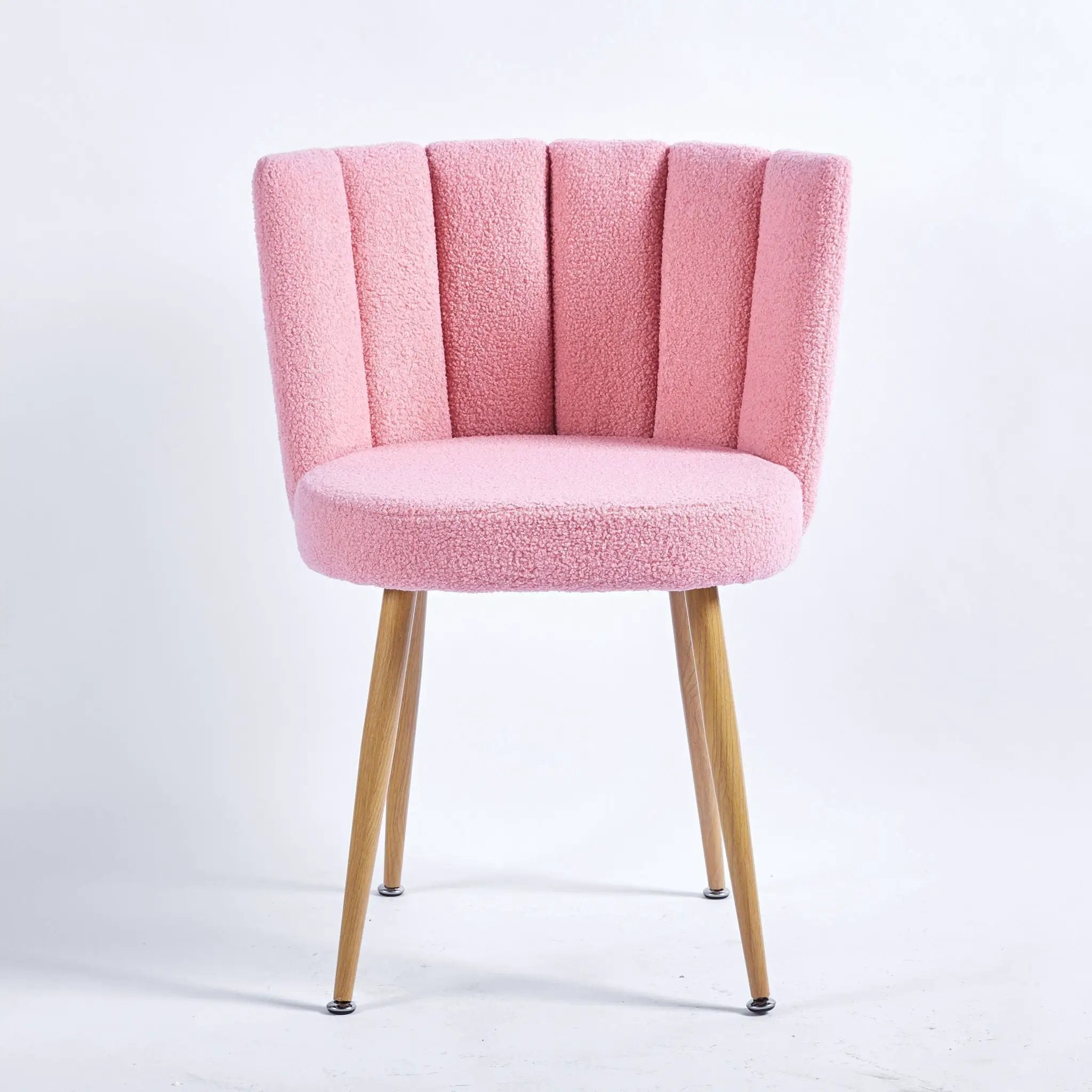 Modern Dining Chair (Set of 2) With Iron Tube Wood Color Legs, Shorthair Cushions And Comfortable Backrest, Suitable For Dining Room, Living Room, Cafe, Simple Structure by HouseOfZazla