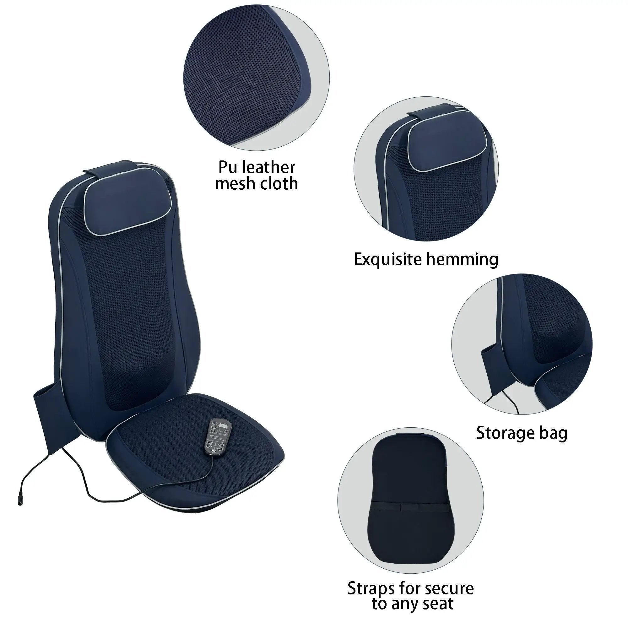 Shiatsu Back Massager with Kneading and Heating-Dark Blue by HouseOfZazla