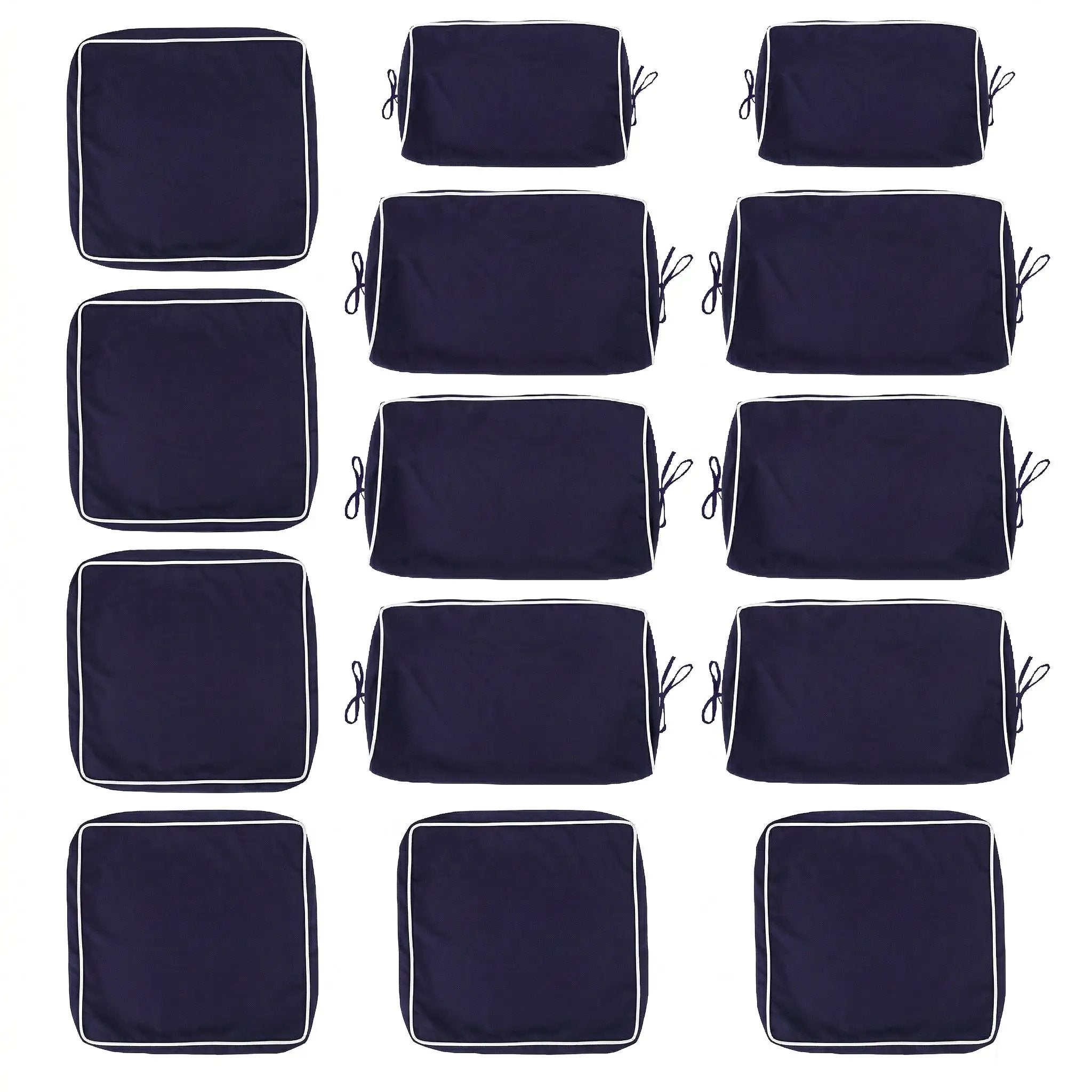 Cushion Covers for 7-Piece (6-Seaters) Wicker Rattan Sectional Sofa - Navy Blue by HouseOfZazla