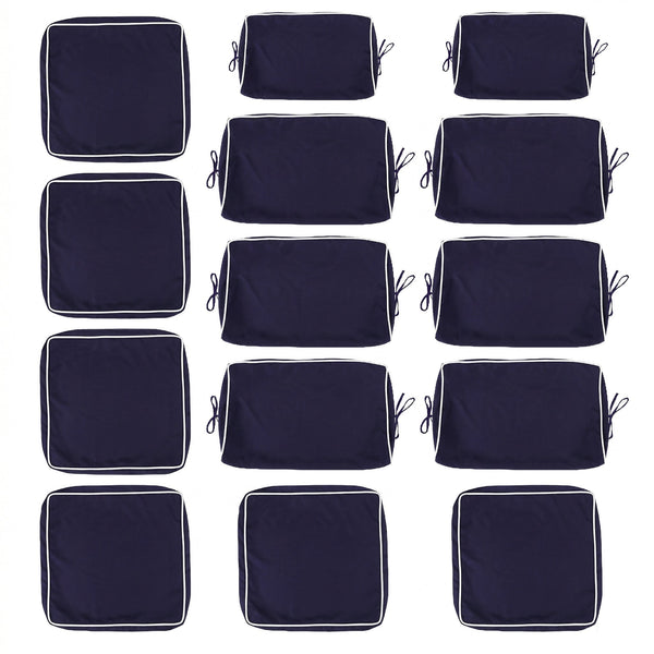Cushion Covers for 7-Piece (6-Seaters) Wicker Rattan Sectional Sofa - Navy Blue