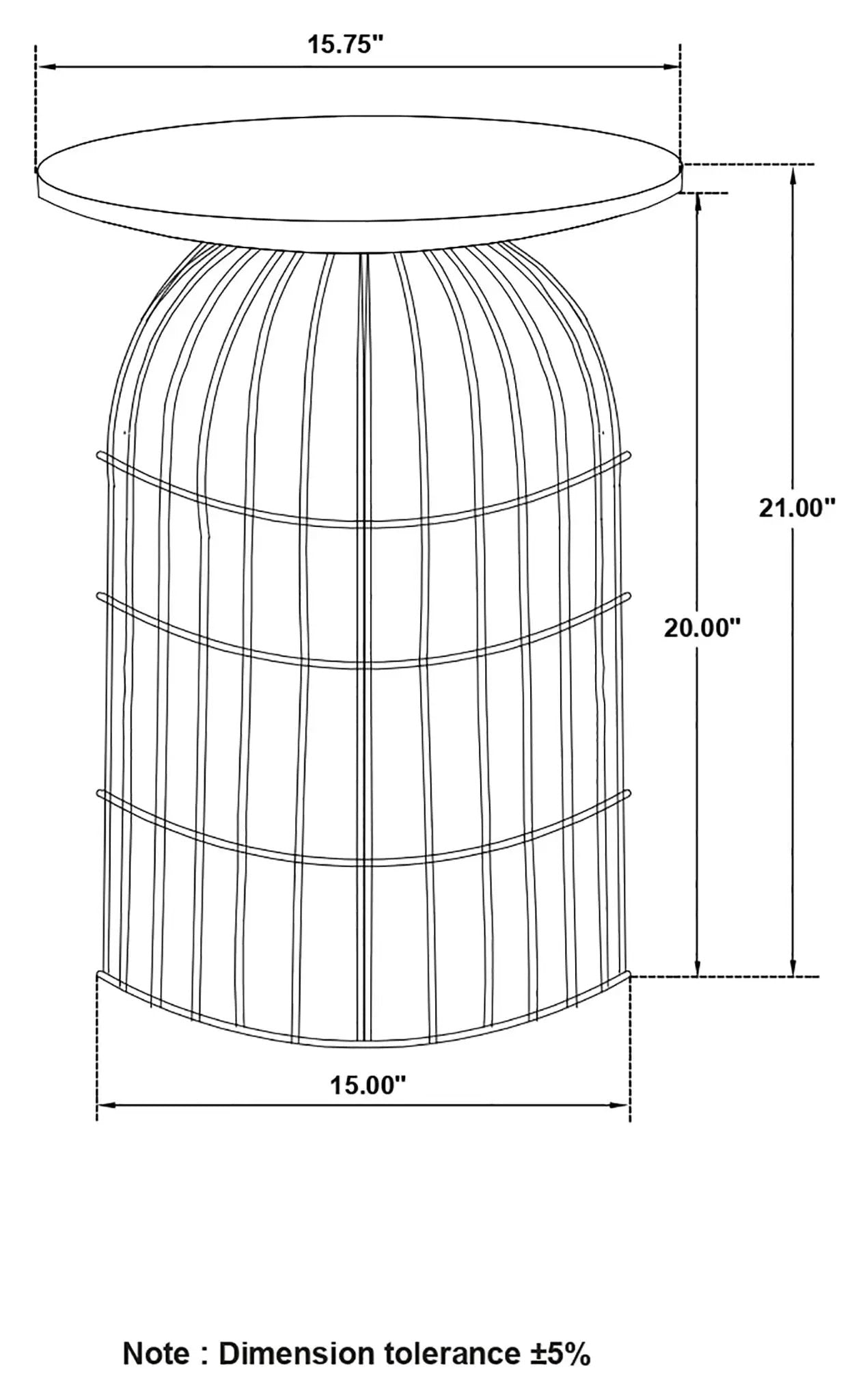 Bernardo Round Wire Frame Side Table Natural and Gunmetal by Unique Piece Furniture
