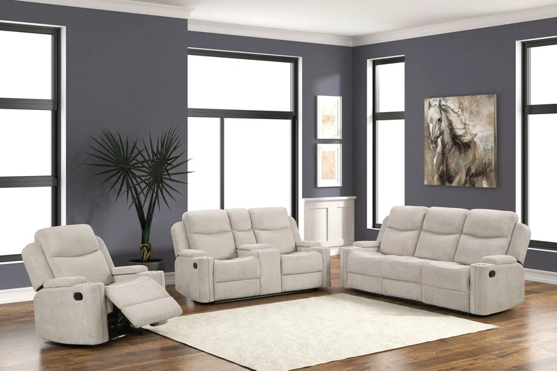 Galya - 3 Piece Living Room Set Sofa Loveseat Chair - Light Gray by HouseOfZazla