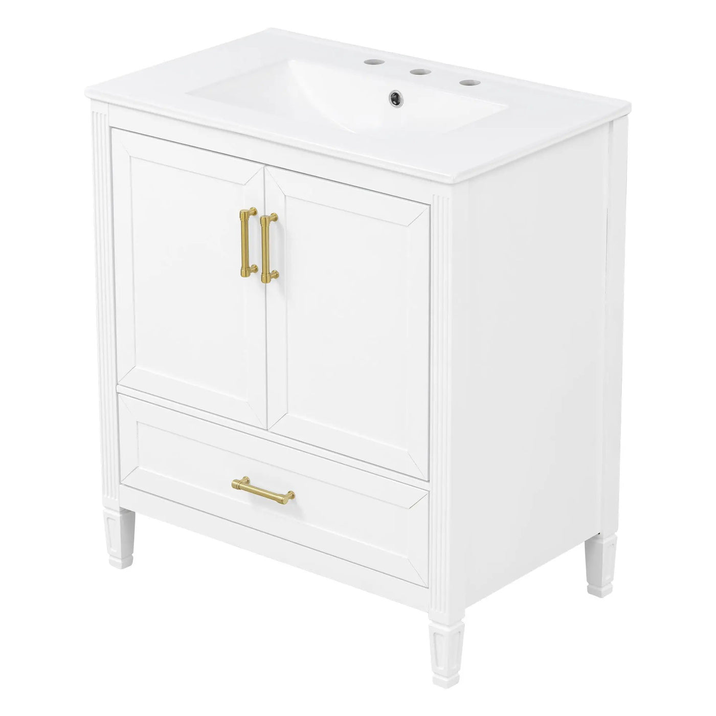 Elegant Fluted Bathroom Vanity With Sink, Soft Close Doors & Drawer by HouseOfZazla