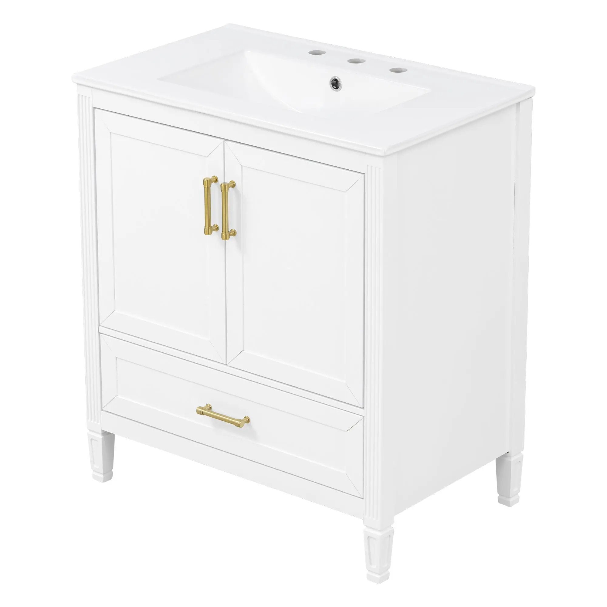 Elegant Fluted Bathroom Vanity With Sink, Soft Close Doors & Drawer by HouseOfZazla