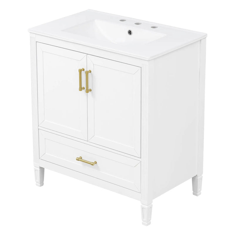 Elegant Fluted Bathroom Vanity With Sink, Soft Close Doors & Drawer by HouseOfZazla
