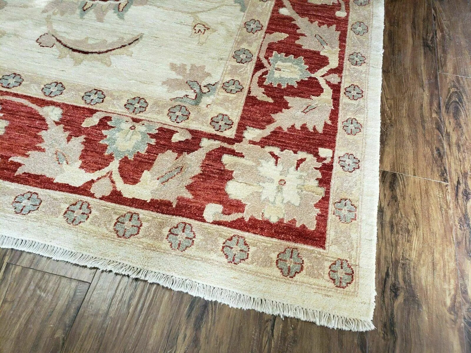 Peshawar Rug 10x14 Rug 10x14 Vintage Rug 10x14 Handmade Rug Chobi Rug Ivory Beige Red Rug by Jewel Rugs