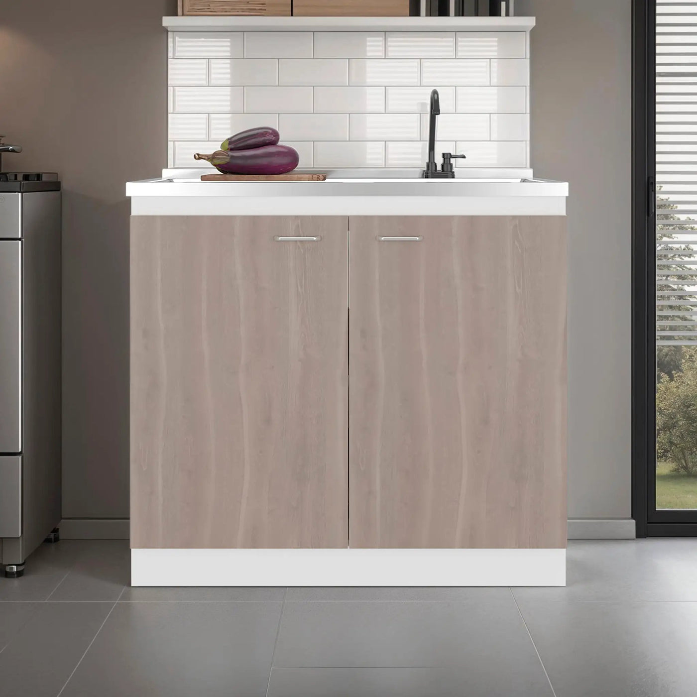Salento Freestanding Sink, Double Door Cabinet, Two Shelves by HouseOfZazla