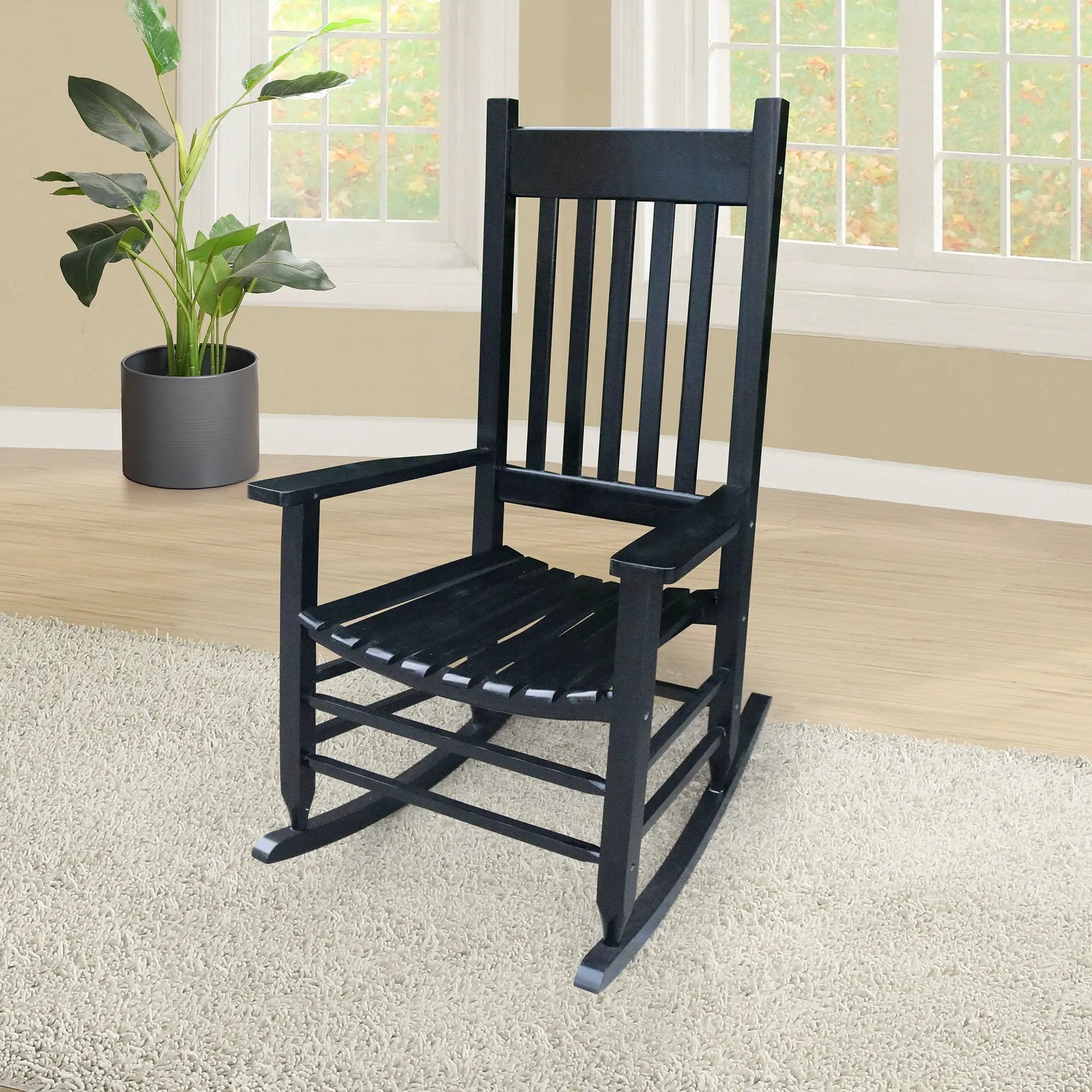 Classic Wooden Porch Rocker Chair Populus Wood Comfortable Design by Unique Piece Furniture