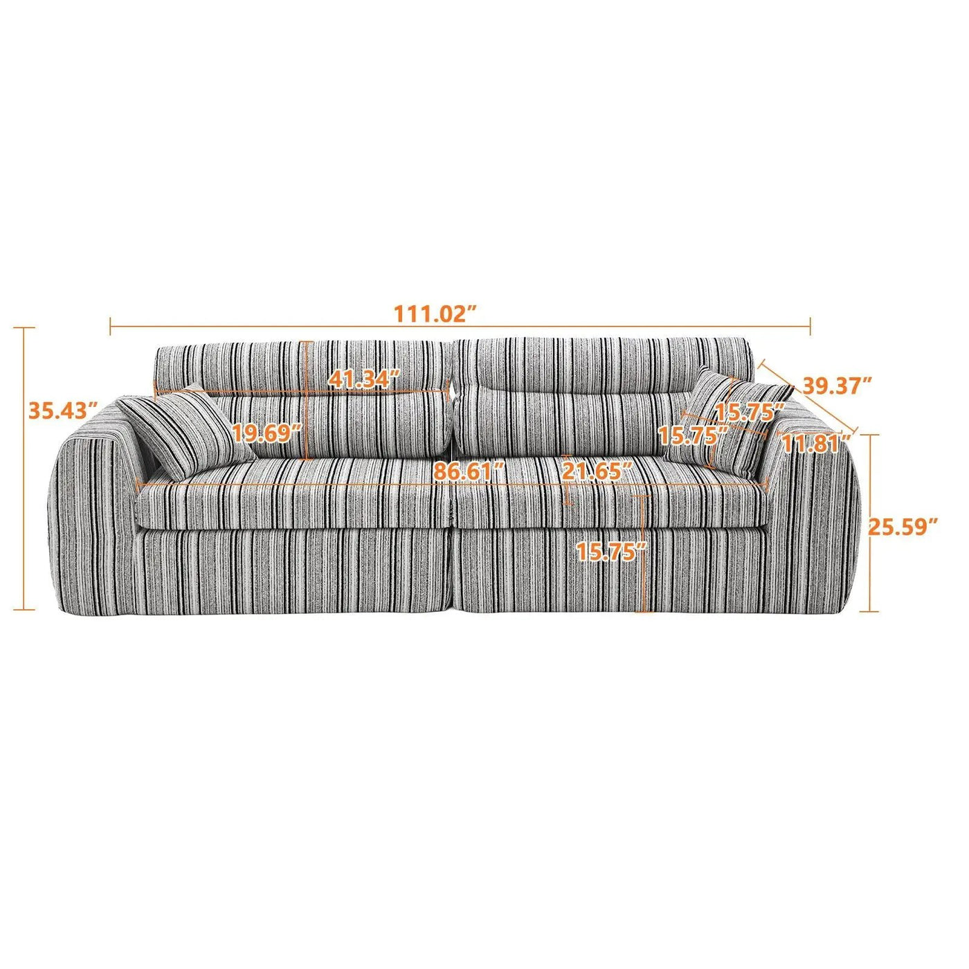 3 Seater, Couch With Throw Pillows For Living Room by HouseOfZazla