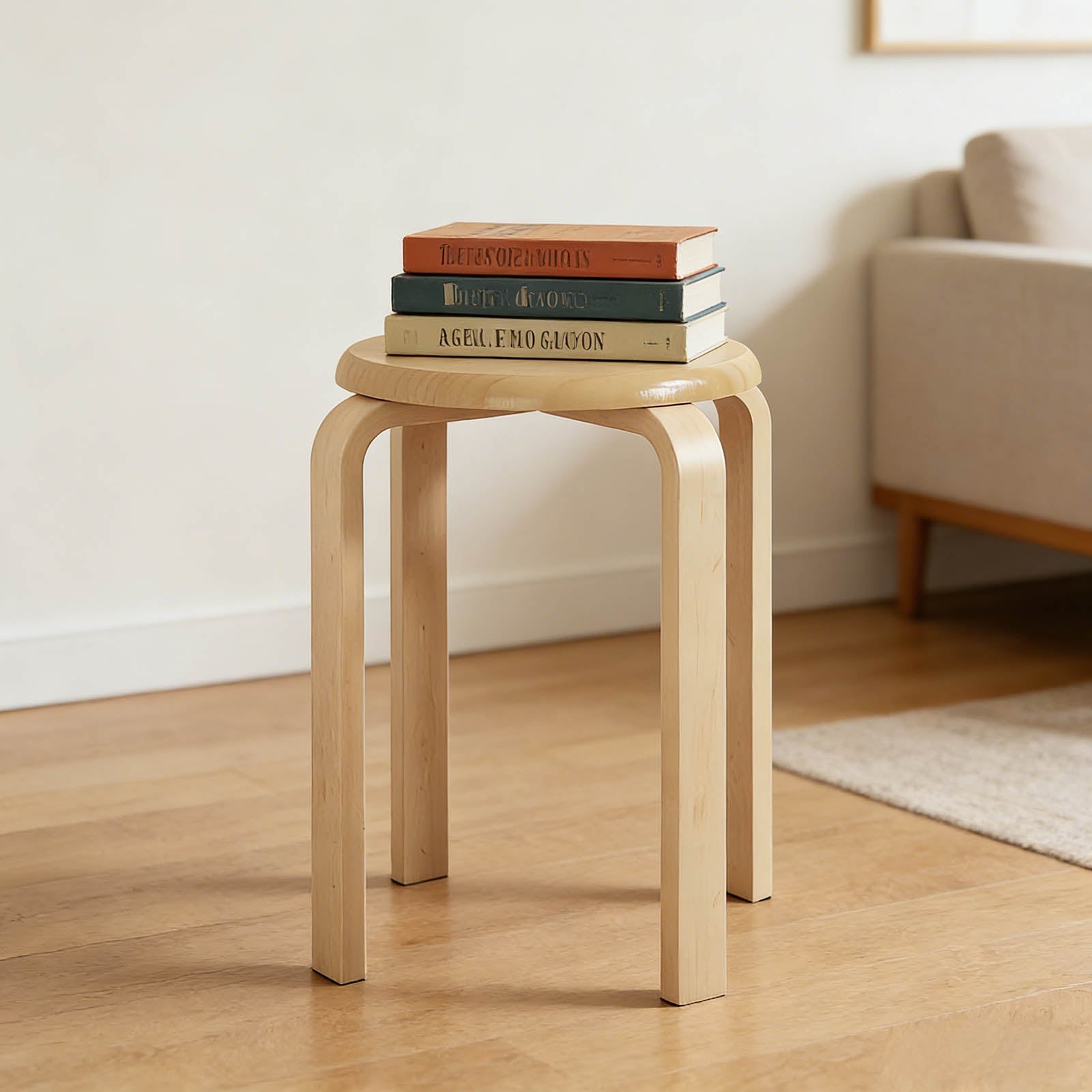 Stackable Bentwood Stool Set of 4, 18" Round Backless Nesting Stools by HouseOfZazla