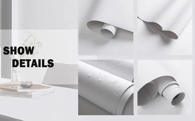 Dimoon 394''x15.7'' White Skin Peel and Stick Wallpaper Contact Paper Modern Self Adhesive Wall Paper Removable Renter Friendly Textured Solid Color Cabinet Vinyl Roll (394''x15.7'',White Skin) by GreenHaven Gardens