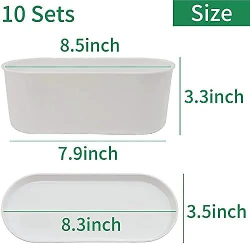 10-Pack Herb Planter with Saucer for Plant Window Box, Plastic Planter with Multiple Drainage Holes and Tray for home Garden Succulents Modern Decorative Window Planter Box Flower Pots Gardening Pot by GreenHaven Gardens