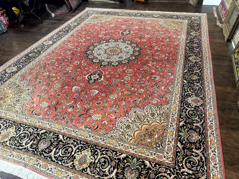 Persian Tabriz Rug 10x13 – Floral Medallion & Birds, Wool & Silk, 330 KPSI by Jewel Rugs