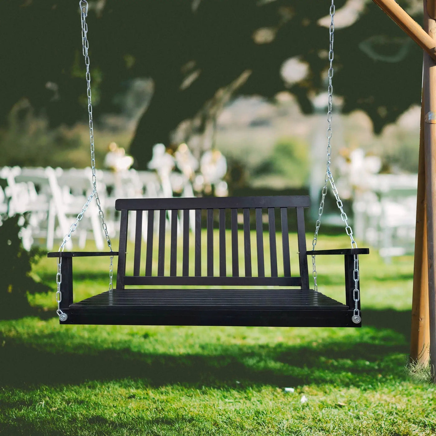 Front Porch Swing With Armrests For Outdoor Patio, Garden Yard, Backyard Or Sunroom by HouseOfZazla
