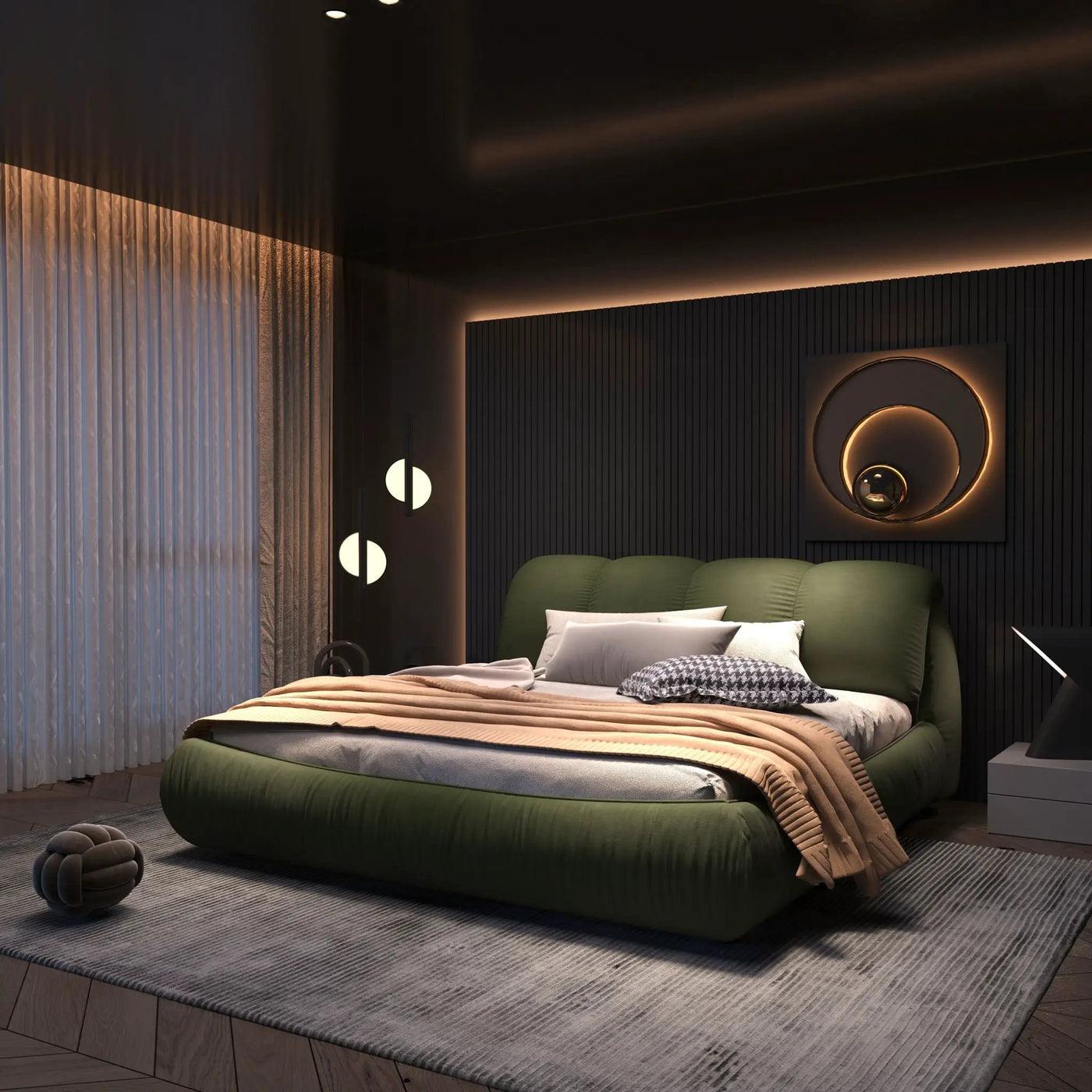 Luxury Upholstered Platform Bed With Oversized Padded Backrest And Solid Wood Frame by HouseOfZazla