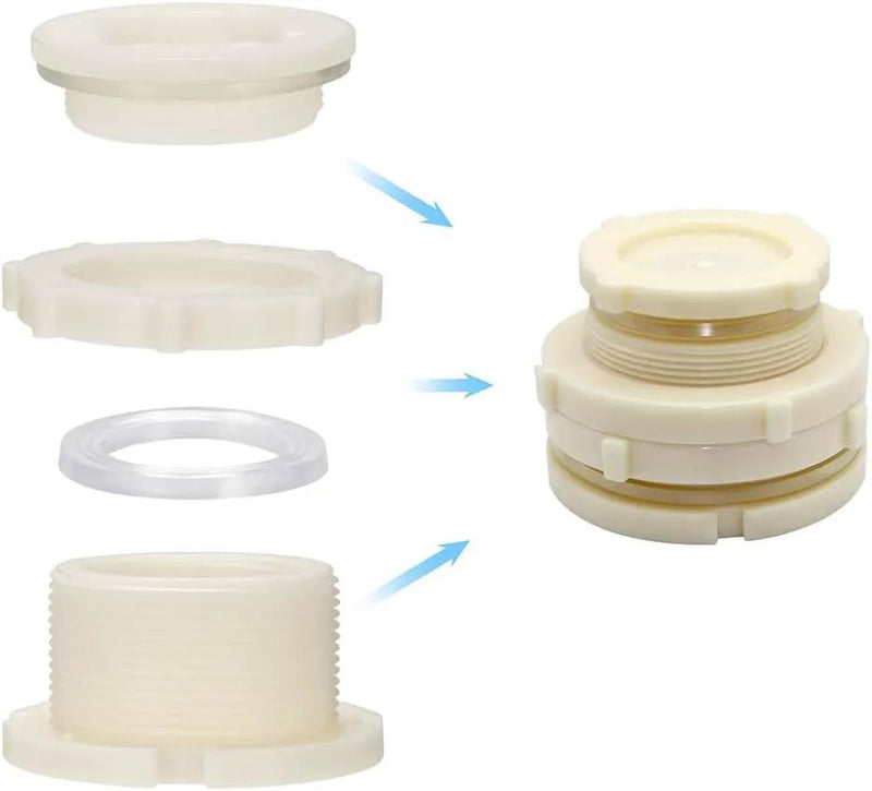 3" Female ABS Bulkhead Fitting, Plastic Water Tank Connector Adapter Fitting with Plugs for Outdoor rain Barrel Garden Hose Adapter Spigot kit Water Tank Gallon Drain Bucket(Set of 1) by GreenHaven Gardens