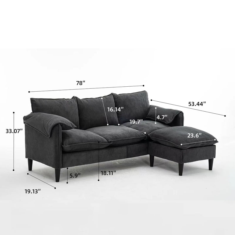 Convertible Combination Sofa With Footstools With Storage by Unique Piece Furniture