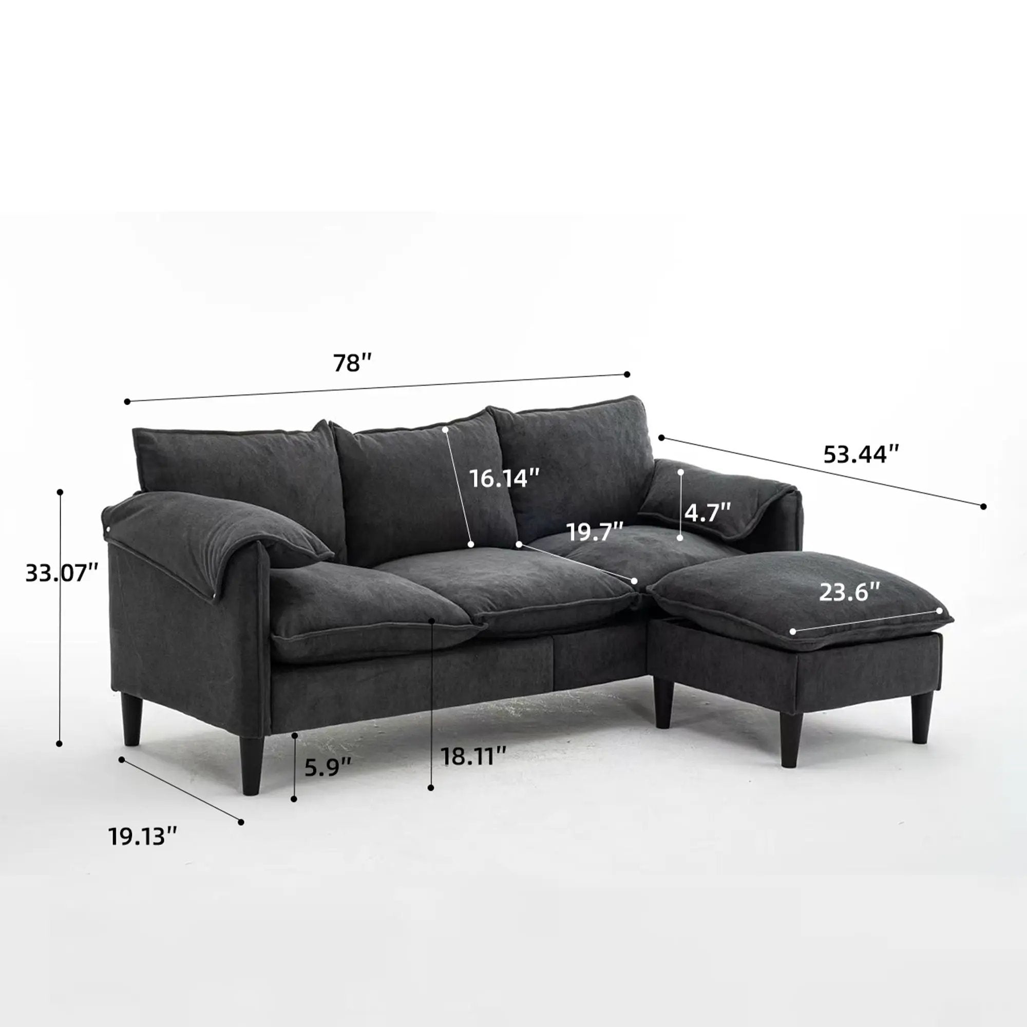 Convertible Combination Sofa With Footstools With Storage by HouseOfZazla