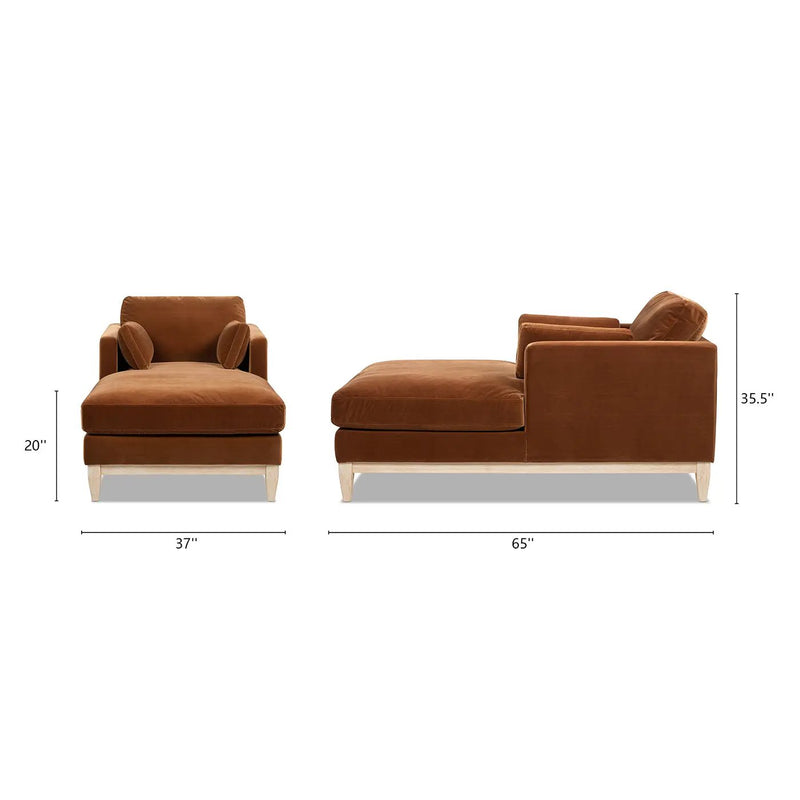 Knox 65" Modern Farmhouse Chaise Lounge Chair, Burnt by HouseOfZazla