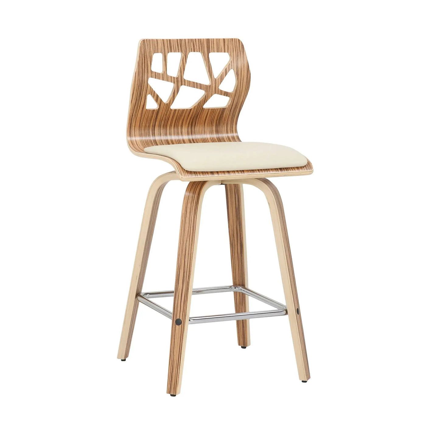 Folia - Mid Century Modern Counter Stool With Footrest (Set of 2) by HouseOfZazla