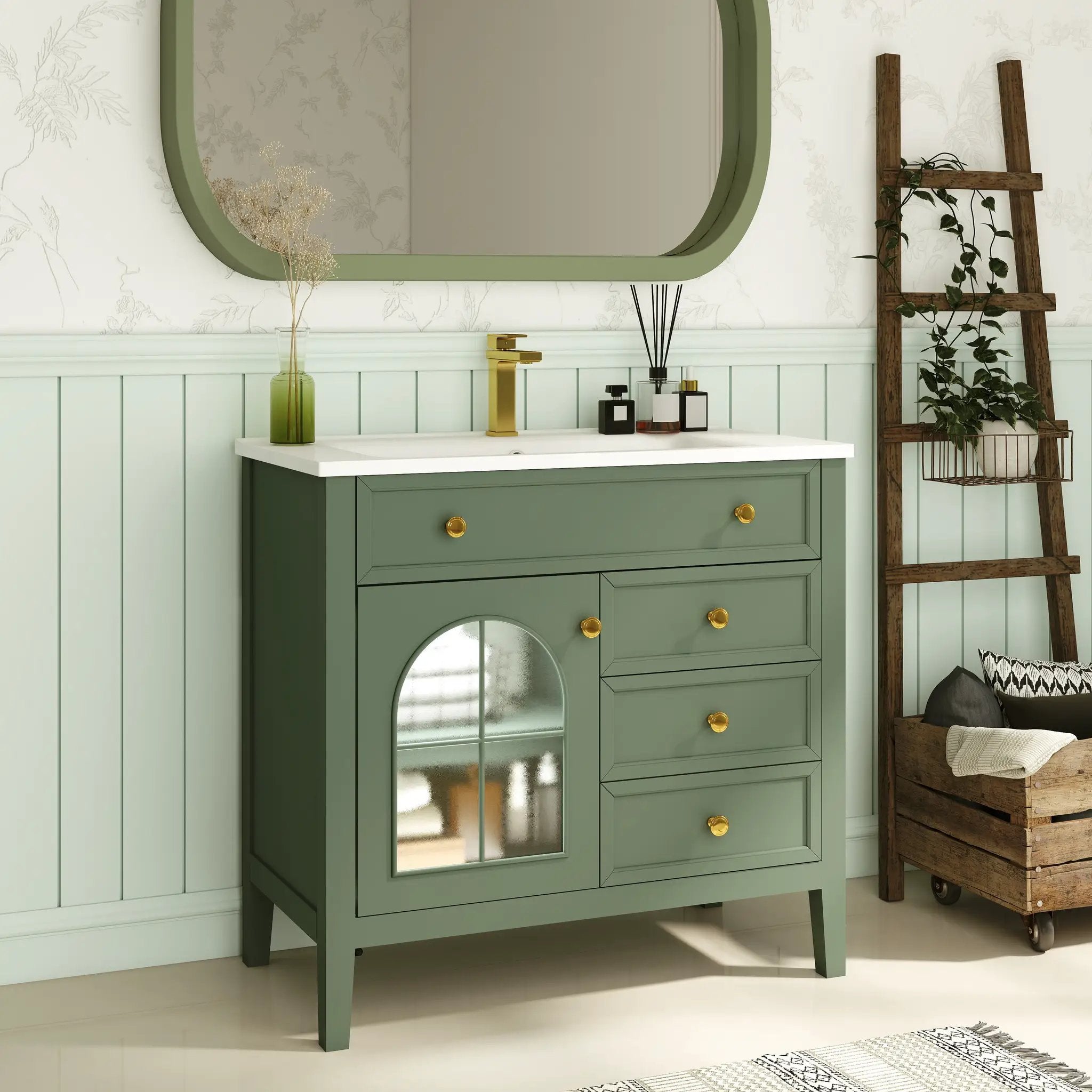 35.6" Mid-Century Bathroom Vanity Sink by HouseOfZazla