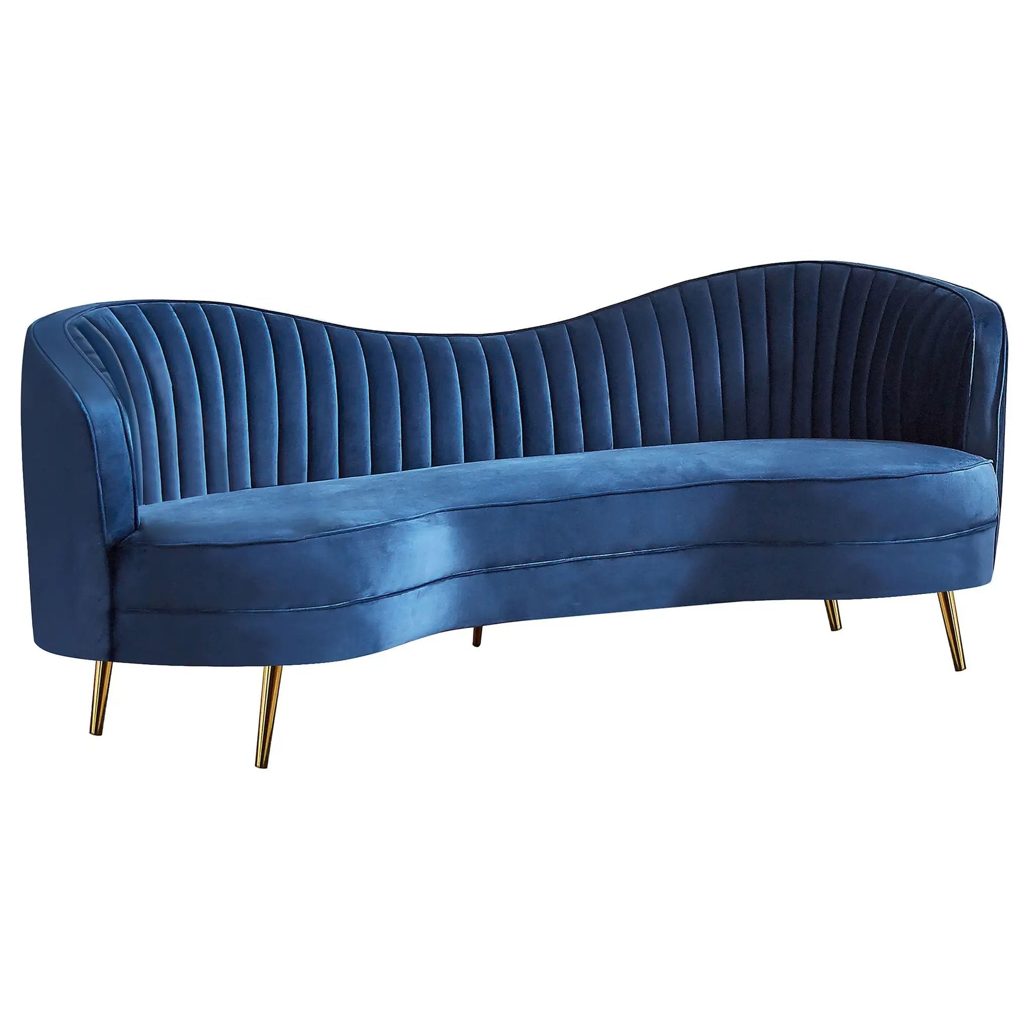 Marsden - Upholstered Recessed Arm Sofa - Blue by HouseOfZazla