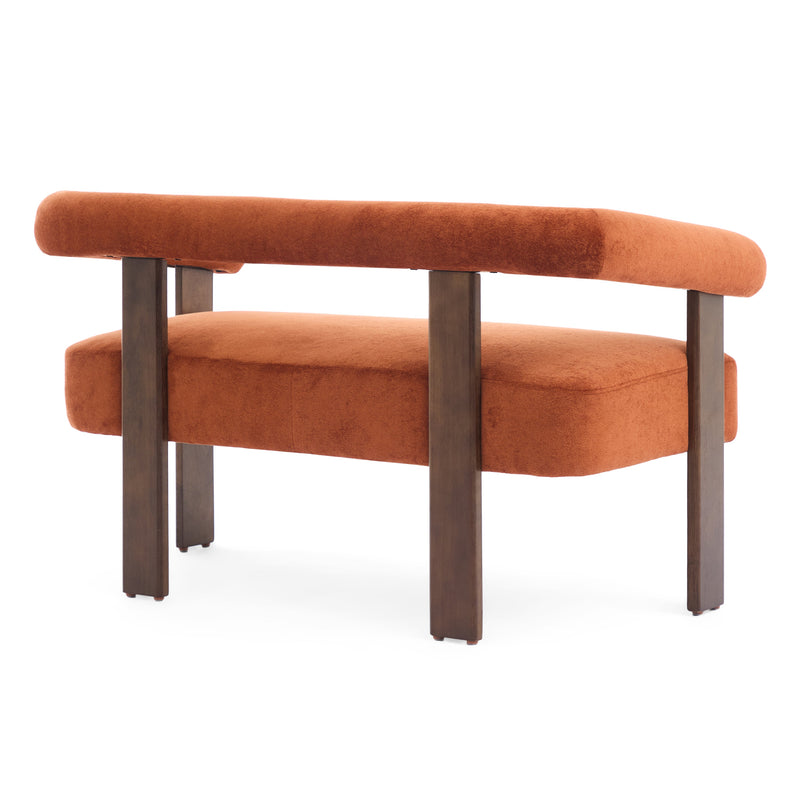 Round Armrest Loveseat (Dark Orange + Brown) by HouseOfZazla