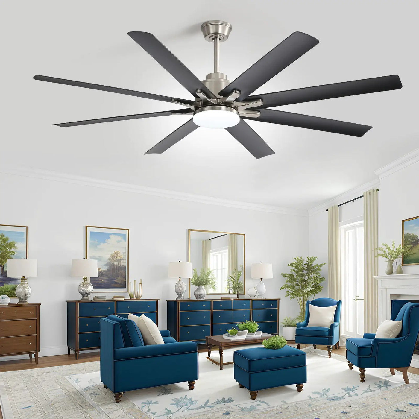 Ceiling Fan With Dimmable LED Light, 8 Blades, Reversible DC Motor, Remote Control by Unique Piece Furniture