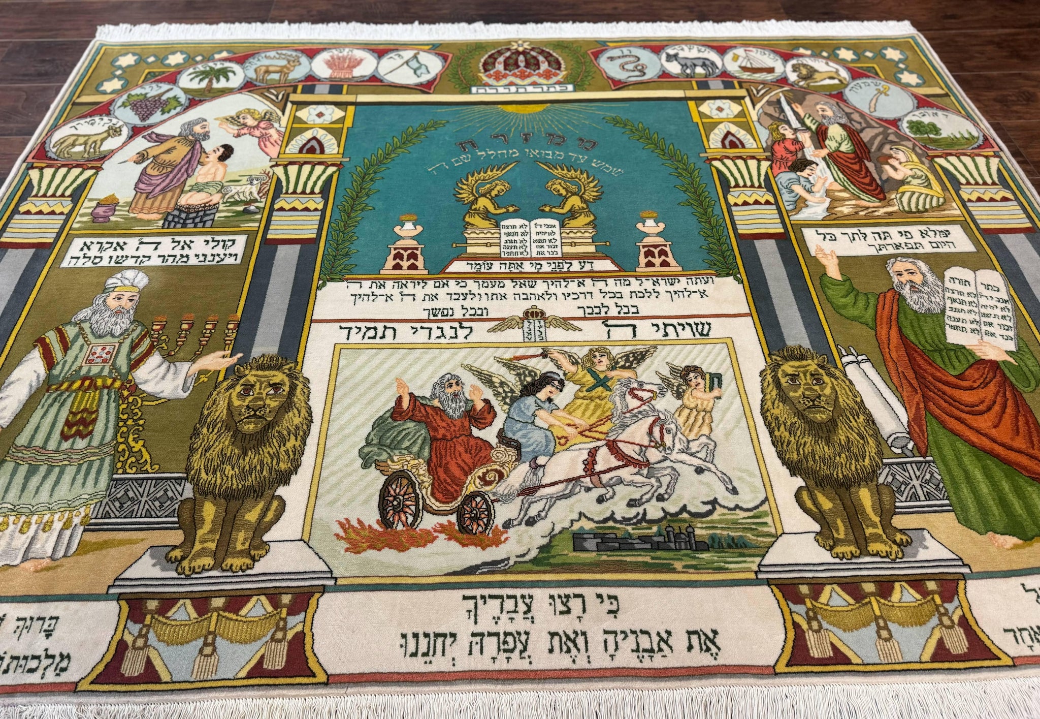 Persian Tabriz Jewish Pictorial Rug - Biblical Scenes, Kork Wool by Jewel Rugs