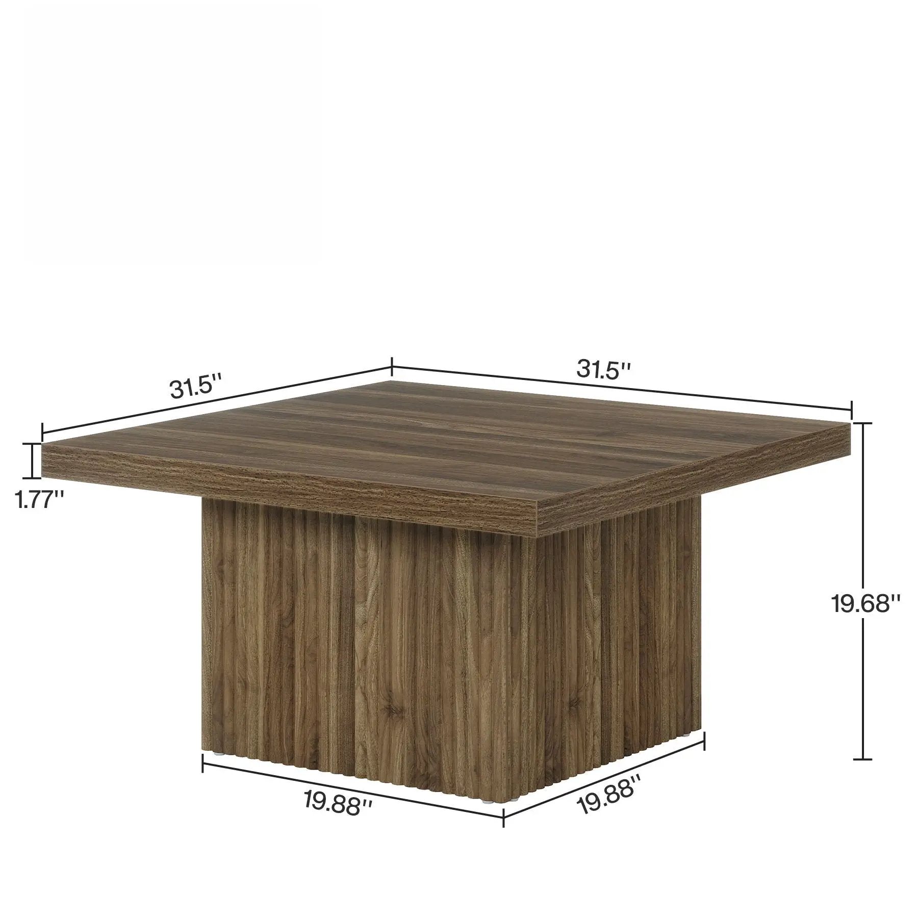 Square Coffee Table With Half Round Base - Brown by HouseOfZazla