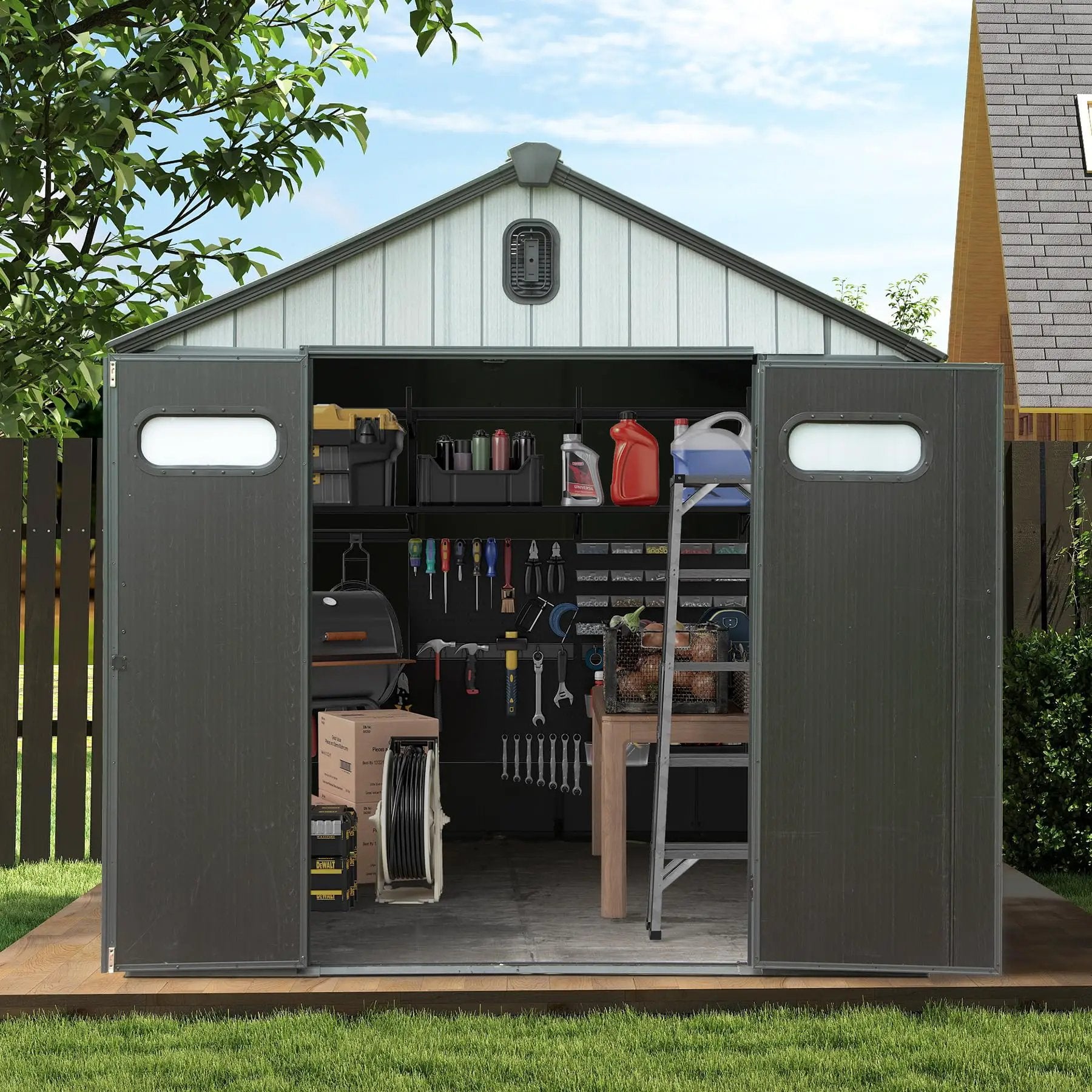8x8FT Resin Outdoor Storage Shed with Lockable Door by HouseOfZazla