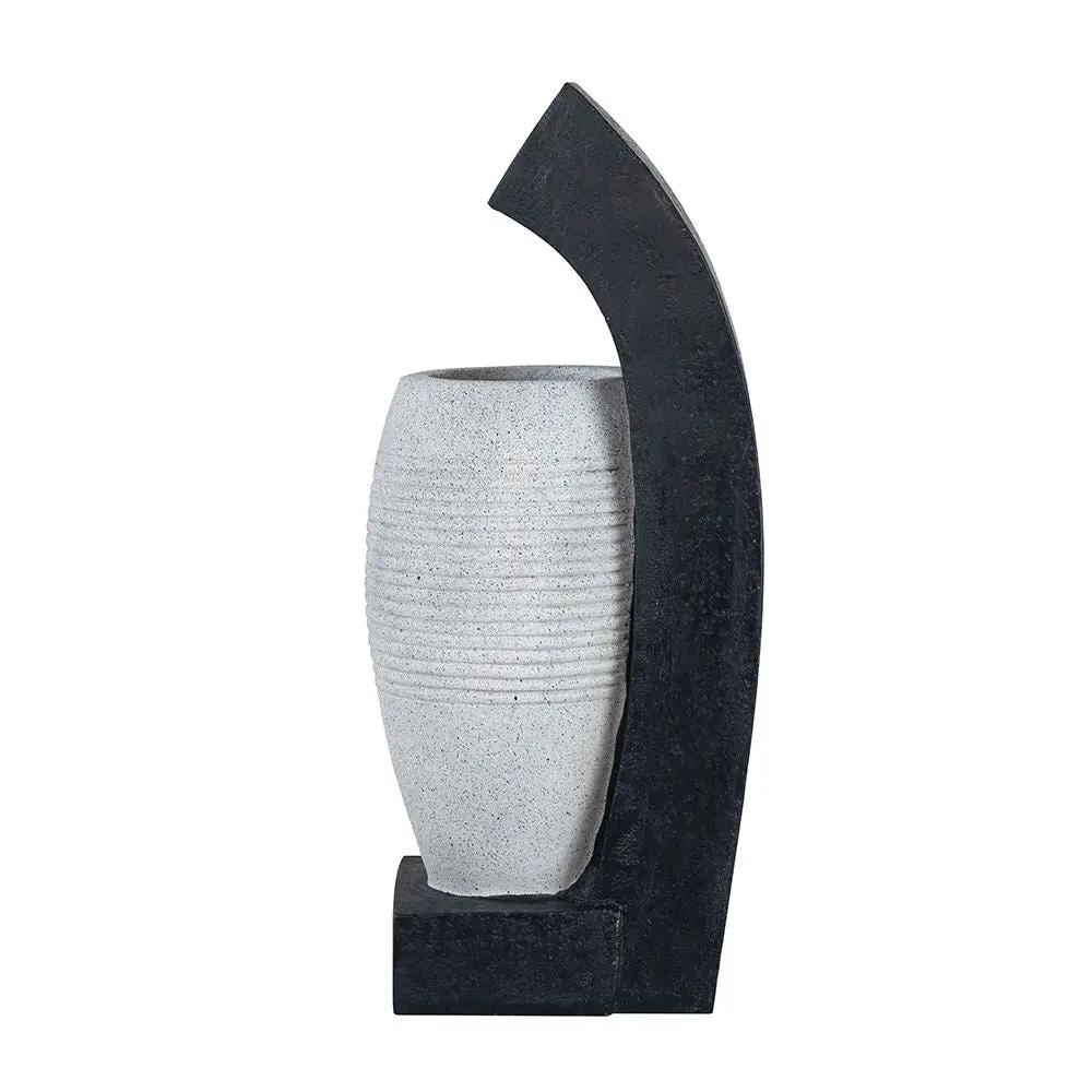 Water Fountain With Vase Design, With Light And Pump, For Indoor And Outdoor - Black / White by Unique Piece Furniture