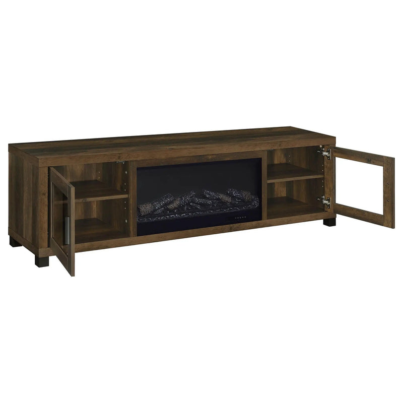 Havering 71-inch TV Stand Fireplace Media Console Dark Pine by Unique Piece Furniture