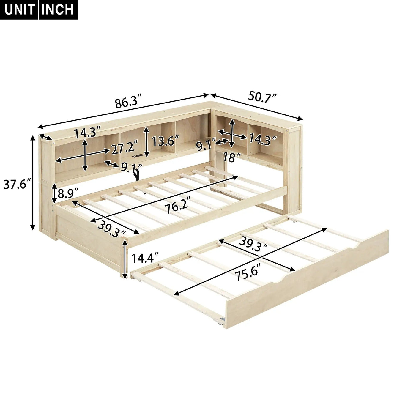 Daybed With Trundle, Storage Cabinets, USB Ports by HouseOfZazla